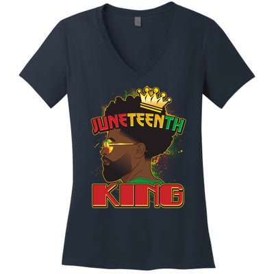 Juneteenth King Black African American Man Afro Women's V-Neck T-Shirt