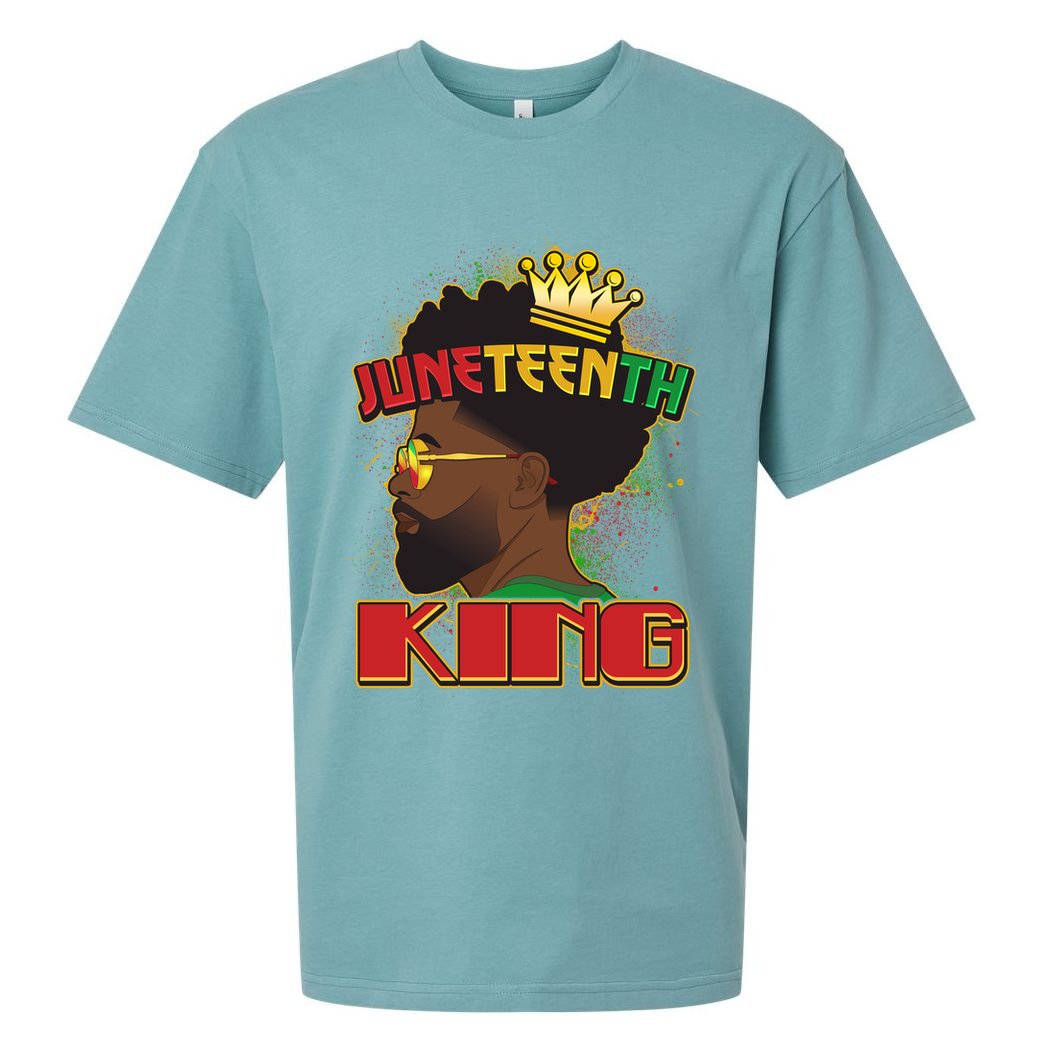 Juneteenth King Black African American Man Afro Sueded Cloud Jersey T-Shirt