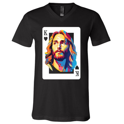 Jesus King Card Christian V-Neck T-Shirt