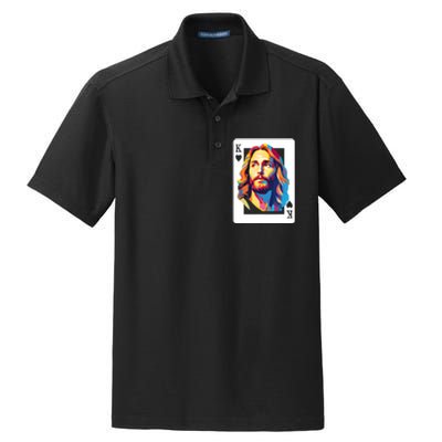 Jesus King Card Christian Dry Zone Grid Polo