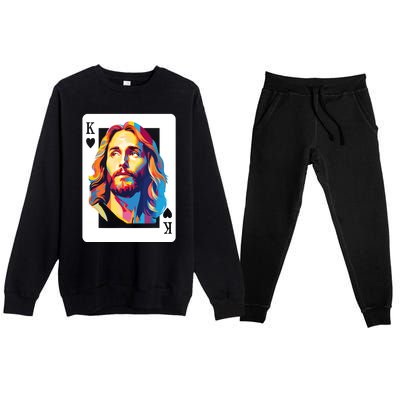 Jesus King Card Christian Premium Crewneck Sweatsuit Set