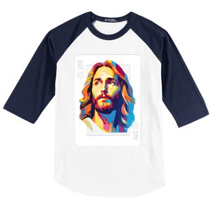 Jesus King Card Christian Baseball Sleeve Shirt