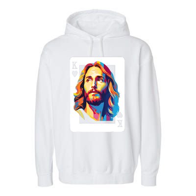 Jesus King Card Christian Garment-Dyed Fleece Hoodie