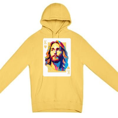 Jesus King Card Christian Premium Pullover Hoodie