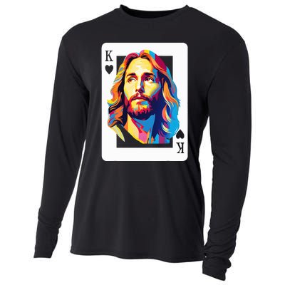 Jesus King Card Christian Cooling Performance Long Sleeve Crew