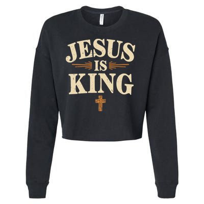 Jesus King Christian Best Godson Ever Cropped Pullover Crew