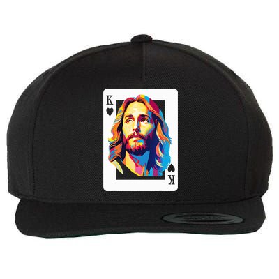 Jesus King Card Christian Wool Snapback Cap