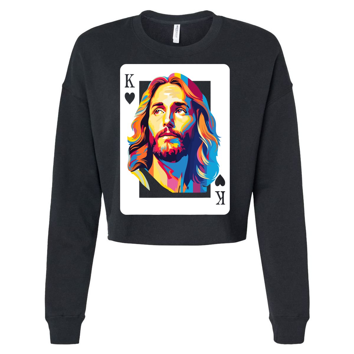 Jesus King Card Christian Cropped Pullover Crew