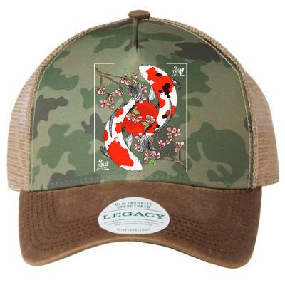 Japanese Koi Carp Fish Nishikigoi Aesthetic Cherry Blossom Legacy Tie Dye Trucker Hat