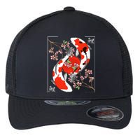 Japanese Koi Carp Fish Nishikigoi Aesthetic Cherry Blossom Flexfit Unipanel Trucker Cap