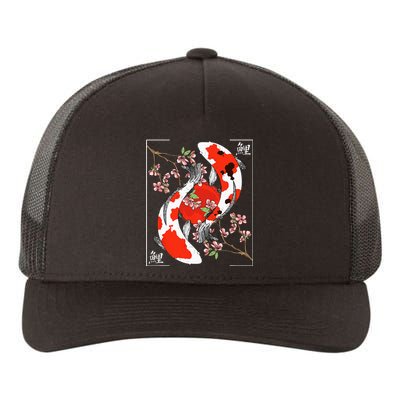 Japanese Koi Carp Fish Nishikigoi Aesthetic Cherry Blossom Yupoong Adult 5-Panel Trucker Hat