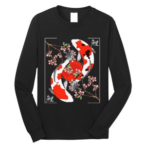 Japanese Koi Carp Fish Nishikigoi Aesthetic Cherry Blossom Long Sleeve Shirt