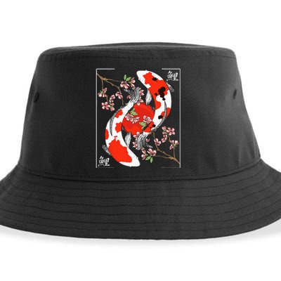 Japanese Koi Carp Fish Nishikigoi Aesthetic Cherry Blossom Sustainable Bucket Hat