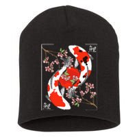 Japanese Koi Carp Fish Nishikigoi Aesthetic Cherry Blossom Short Acrylic Beanie