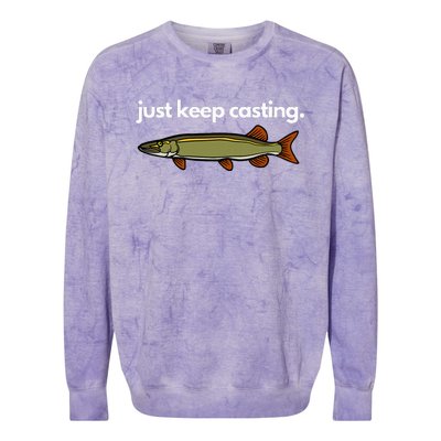 Just Keep Casting Musky Fishing Colorblast Crewneck Sweatshirt