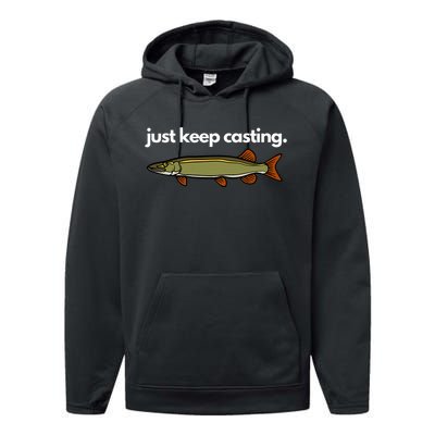 Just Keep Casting Musky Fishing Performance Fleece Hoodie