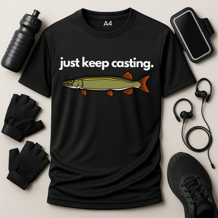 Just Keep Casting Musky Fishing Cooling Performance Crew T-Shirt