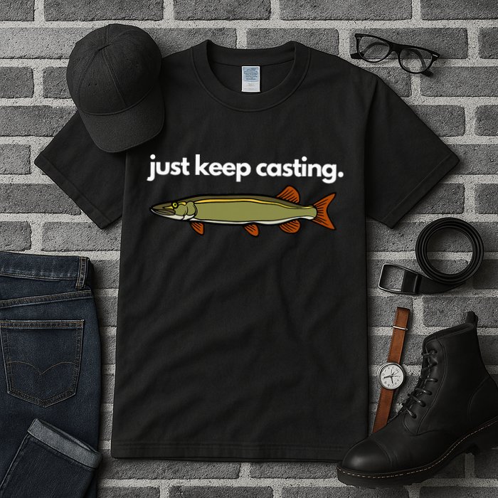 Just Keep Casting Musky Fishing Tall T-Shirt
