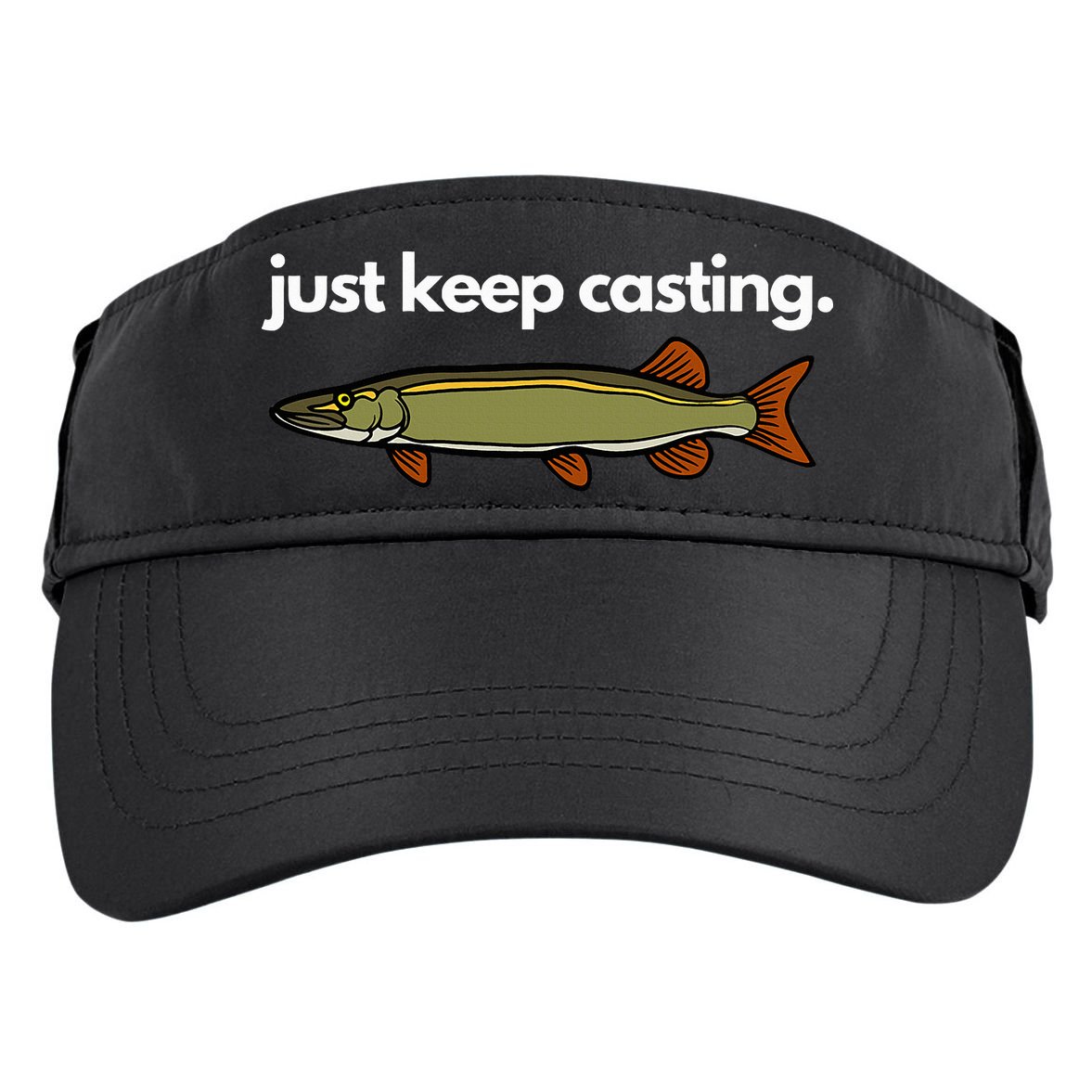 Just Keep Casting Musky Fishing Adult Drive Performance Visor