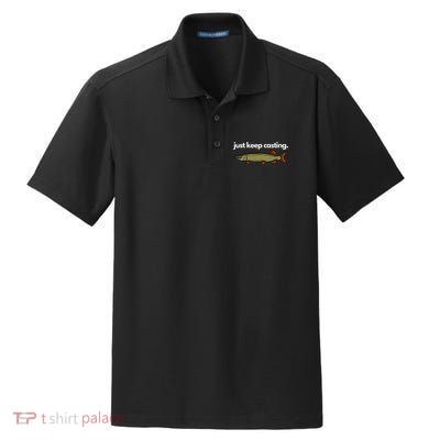 Just Keep Casting Musky Fishing Dry Zone Grid Polo