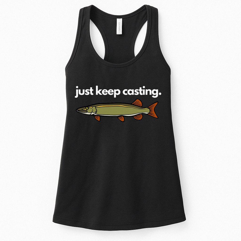 Just Keep Casting Musky Fishing Womens Tank Top