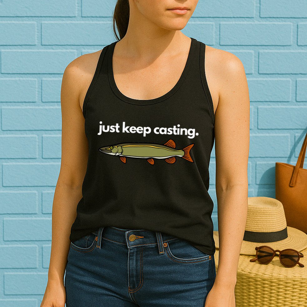 Just Keep Casting Musky Fishing Womens Tank Top