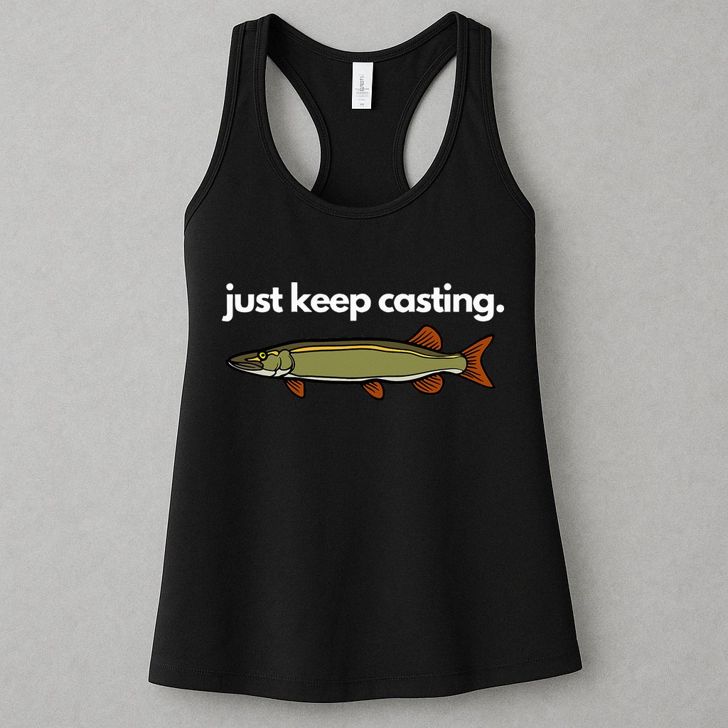 Just Keep Casting Musky Fishing Womens Tank Top