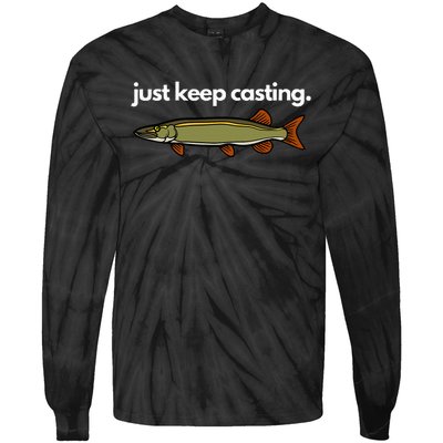 Just Keep Casting Musky Fishing Tie-Dye Long Sleeve Shirt