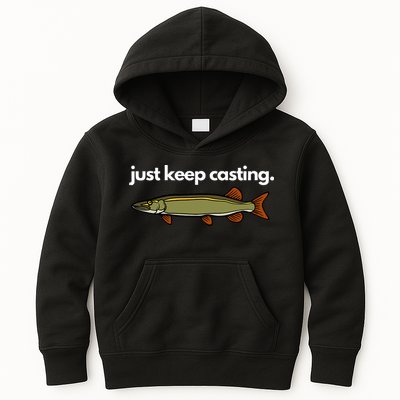 Just Keep Casting Musky Fishing Kids Hoodie
