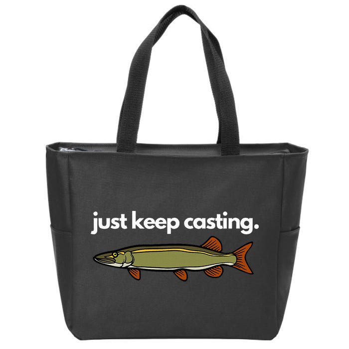 Just Keep Casting Musky Fishing Zip Tote Bag