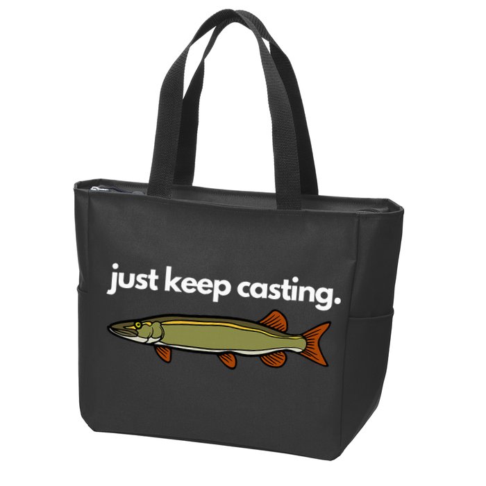 Just Keep Casting Musky Fishing Zip Tote Bag