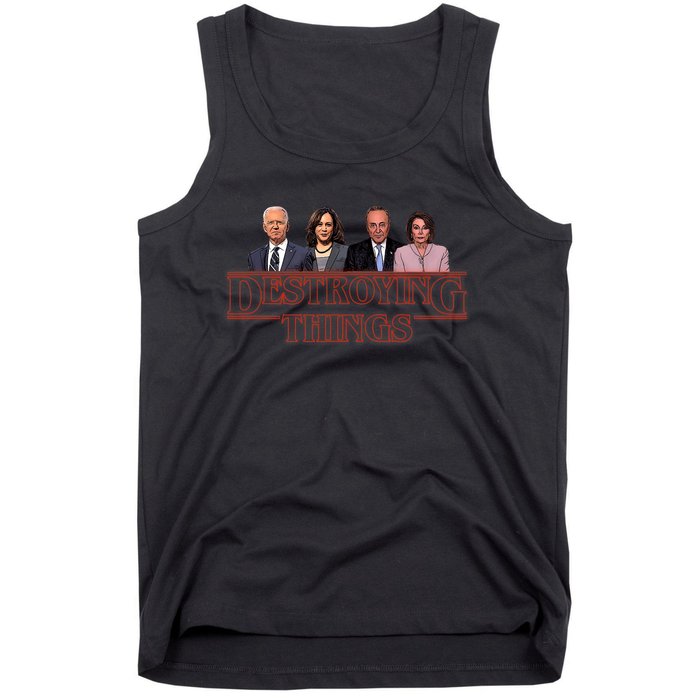 Joe Kamala Chuck & Nancy Anti Biden Destroying Things Tank Top