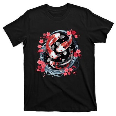 Japanese Koi Carp Ying Yang Nishikigoi Fish Cherry Blossom T-Shirt