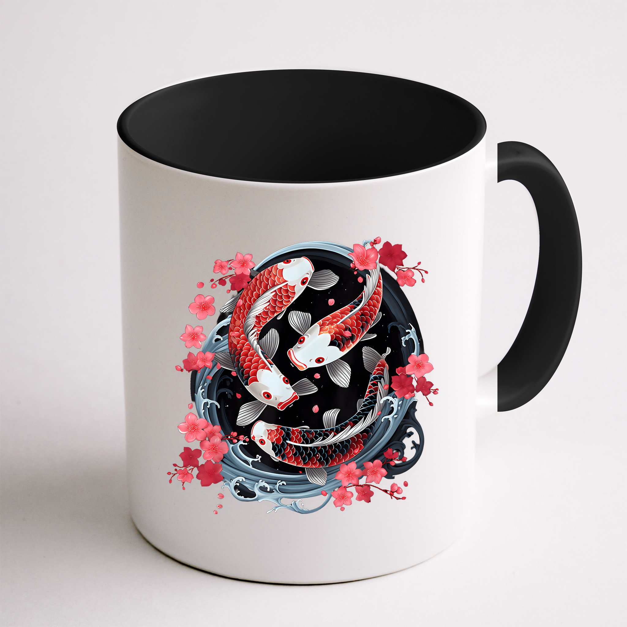 Japanese Koi Carp Ying Yang Nishikigoi Fish Cherry Blossom Mug