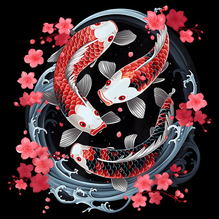 Japanese Koi Carp Ying Yang Nishikigoi Fish Cherry Blossom Mug
