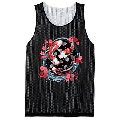 Japanese Koi Carp Ying Yang Nishikigoi Fish Cherry Blossom Mesh Reversible Basketball Jersey Tank