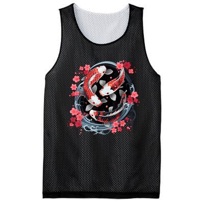 Japanese Koi Carp Ying Yang Nishikigoi Fish Cherry Blossom Mesh Reversible Basketball Jersey Tank