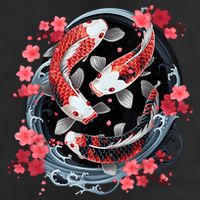 Japanese Koi Carp Ying Yang Nishikigoi Fish Cherry Blossom Hat