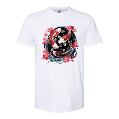 Japanese Koi Carp Ying Yang Nishikigoi Fish Cherry Blossom Softstyle CVC T-Shirt