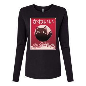 Japanese Kawaii Cute Neko Cat Womens Cotton Relaxed Long Sleeve T-Shirt