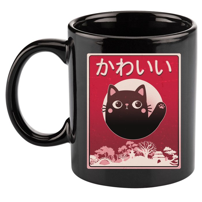 Japanese Kawaii Cute Neko Cat 11oz C Handle Ceramic Mug