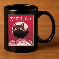 Japanese Kawaii Cute Neko Cat 11oz C Handle Ceramic Mug
