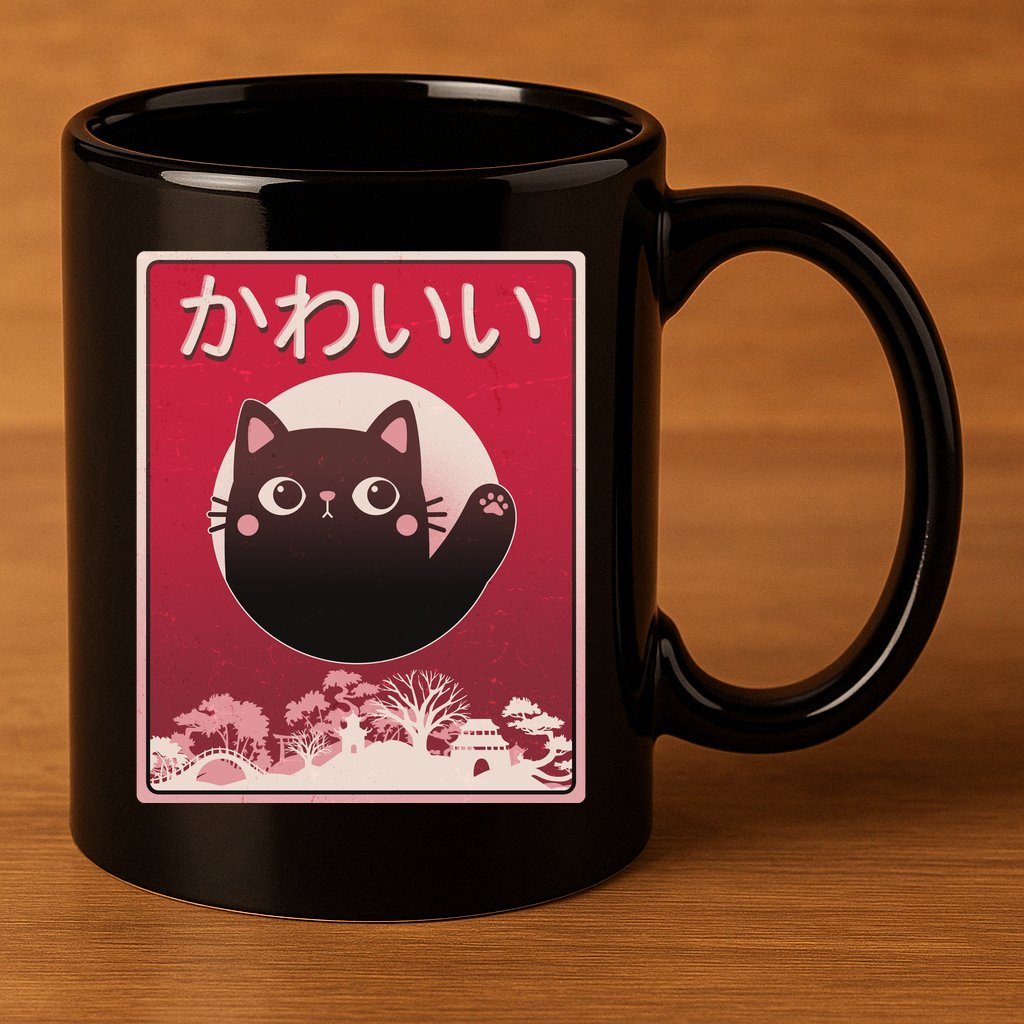 Japanese Kawaii Cute Neko Cat 11oz C Handle Ceramic Mug