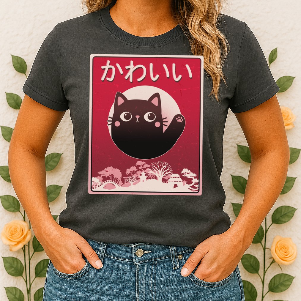 Japanese Kawaii Cute Neko Cat Womens T-Shirt
