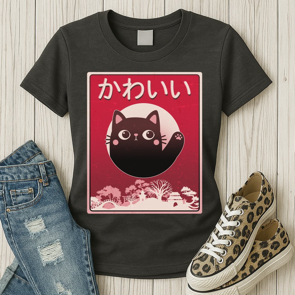 Japanese Kawaii Cute Neko Cat Womens T-Shirt