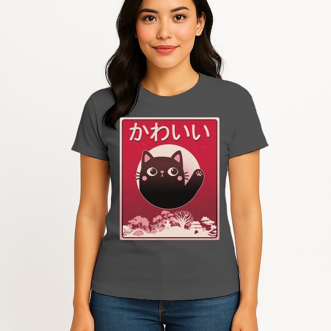 Japanese Kawaii Cute Neko Cat Womens T-Shirt