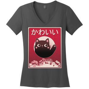 Japanese Kawaii Cute Neko Cat Women's V-Neck T-Shirt