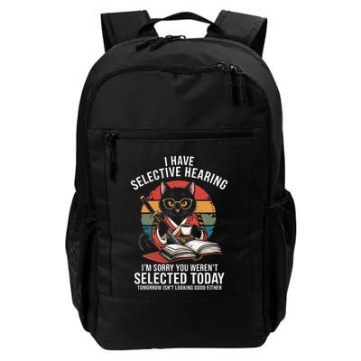 Japan Kawaii Cat Samurai I Have Selective Hearing Daily Commute Backpack