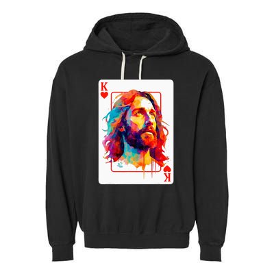 Jesus King Card Christian Christ Religious Believer Hearts Garment-Dyed Fleece Hoodie