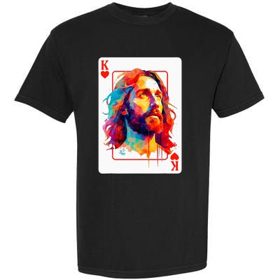 Jesus King Card Christian Christ Religious Believer Hearts Garment-Dyed Heavyweight T-Shirt